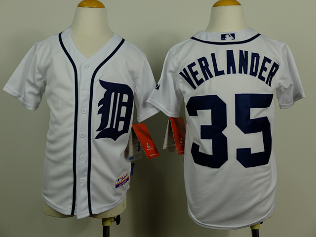 Youth Detroit Tigers #35 Verlander White MLB Jerseys